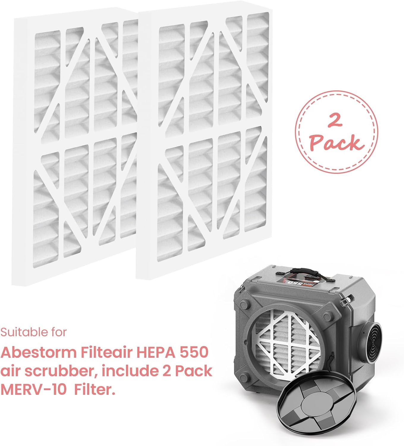 AlorairScrubber MERV-10 Filter Replacement Set Replacement Filters for Filterair HEPA 550 Air Scrubber (2Pack)