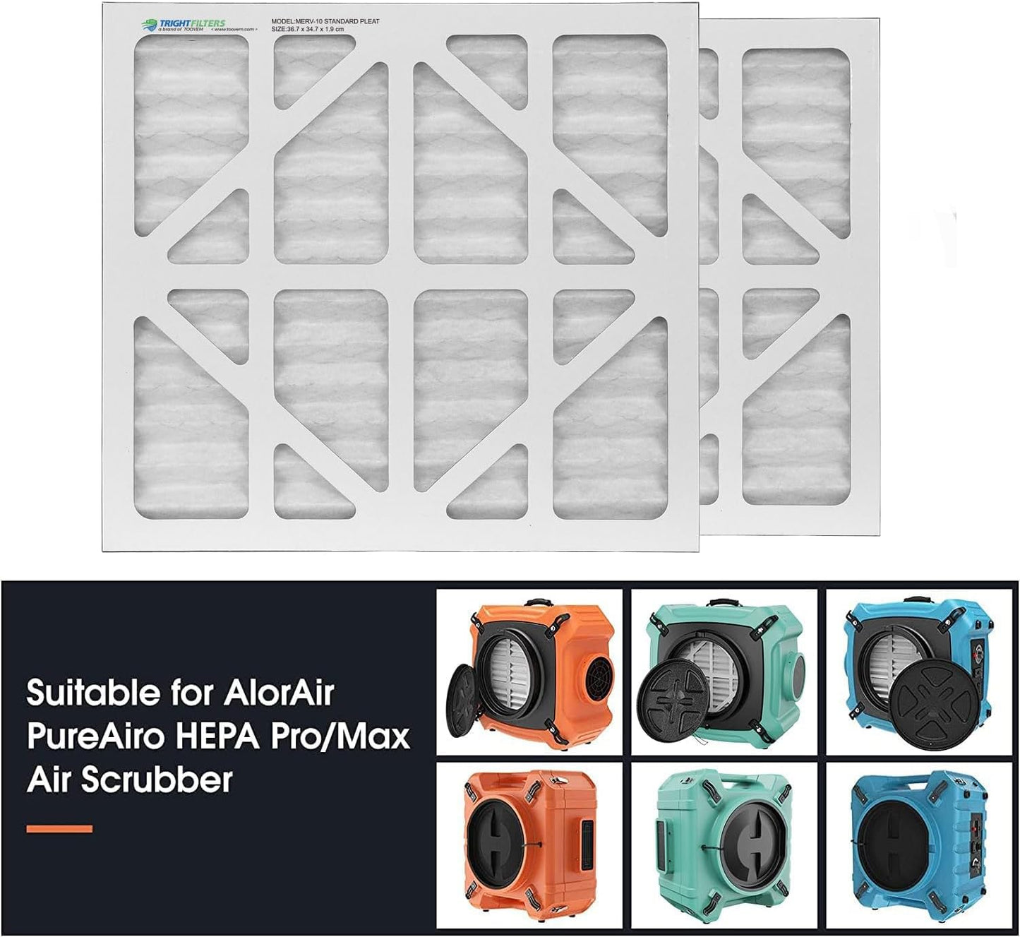 AlorAir 2-Pack MERV-10 Air Filter for PureAiro HEPA Pro/Max 770, 870, 970Air Scrubber