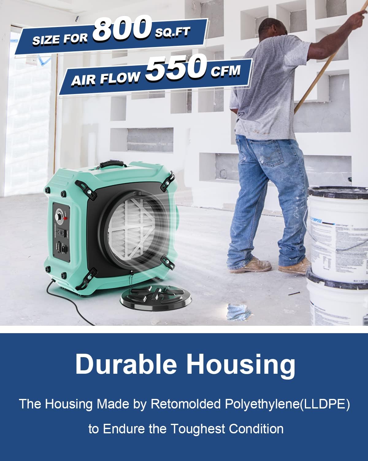 550 CFM Air Scrubber for Mold with 3-Stage Filtration System | PureAiro HEPA Max 770 | Alorair