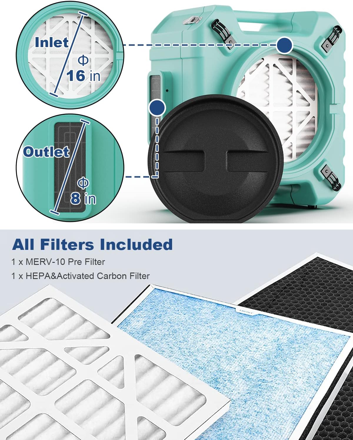 550 CFM Air Scrubber 3-Stage Filtration for Water Damage Restoration | PureAiro HEPA Pro 770